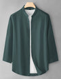 Green Colour Men's Cotton 3/4 Sleeve Casual Shirt