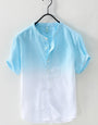 Sky Blue Colour Ombre Cotton Short Sleeve Shirt