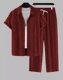 Men's Maroon Colour Premium Lining Structured Top Bottom Set