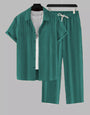 Men's Green Colour Premium Lining Structured Top Bottom Set