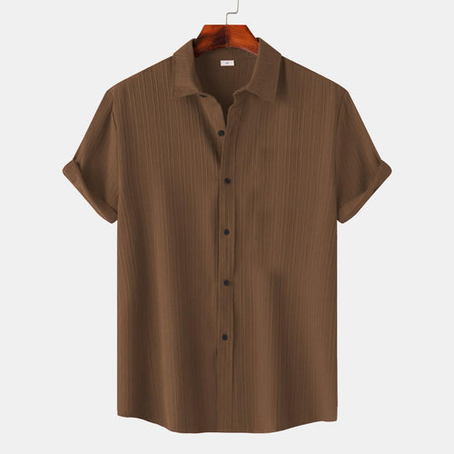 Brown Colour Premium Lining Structured Short Sleeve Shirt