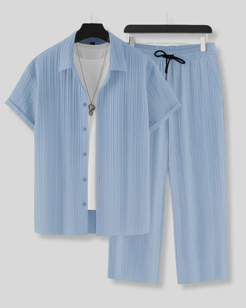 Men's Sky Blue Colour Premium Lining Structured Top Bottom Set