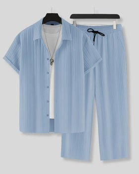 Men's Sky Blue Colour Premium Lining Structured Top Bottom Set