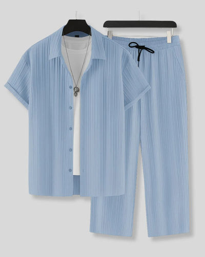 Men's Sky Blue Colour Premium Lining Structured Top Bottom Set