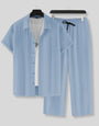 Men's Sky Blue Colour Premium Lining Structured Top Bottom Set