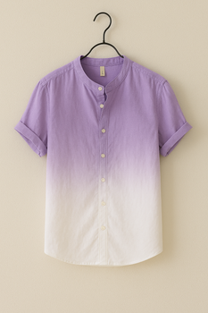 Lavender Colour Ombre Cotton Short Sleeve Shirt