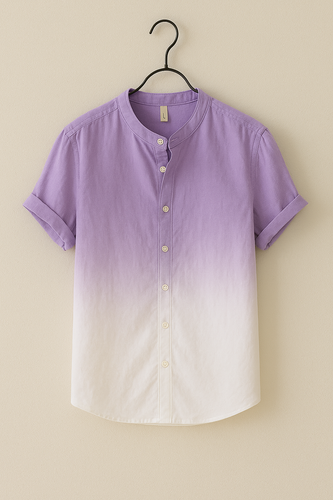 Lavender Colour Ombre Cotton Short Sleeve Shirt
