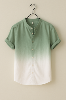 Faded Colour Ombre Cotton Short Sleeve Shirt