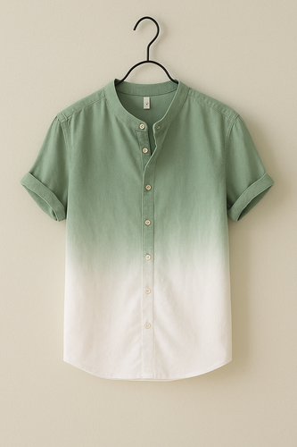 Faded Colour Ombre Cotton Short Sleeve Shirt