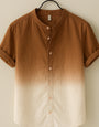 Brown Colour Ombre Cotton Short Sleeve Shirt