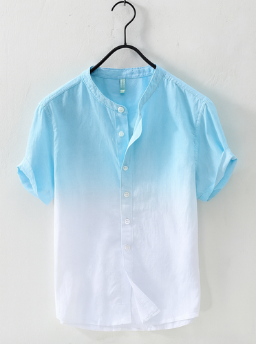 Sky Blue Colour Ombre Cotton Short Sleeve Shirt
