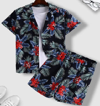 MEN'S TWO PIECE OUTFIT PRINTED SHIRT AND SHORTS