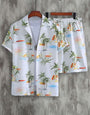 Casual Shirts for Men - Hawaiian Beach Co-ords, Short Sleeve Shirt Button Down