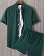 Ascot Green Striped Relaxed-Fit Shirt & Shorts Set