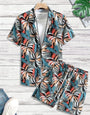 Mens Set Short Sleeve Hawaiian Shirt And Shorts Summer Casual Floral Shirt Beach Two Piece Suit