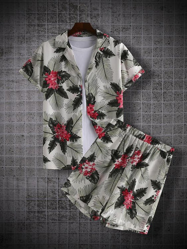 Hawaiian Shirt for Men two Piece Sets Summer Beach Clothes Printed Shirts Set Casual Men Outfit Set