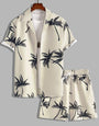Mens Summer Outfit 2-Piece Set Short Sleeve Shirts and Shorts Hawaiian Set