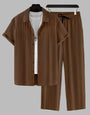 Men's Brown Colour Premium Lining Structured Top Bottom Set