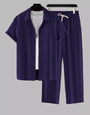 Men's Dark Blue Colour Premium Lining Structured Top Bottom Set