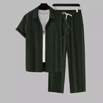 Men's Mehendi Colour Premium Lining Structured Top Bottom Set