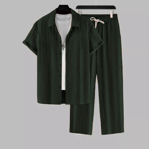 Men's Mehendi Colour Premium Lining Structured Top Bottom Set