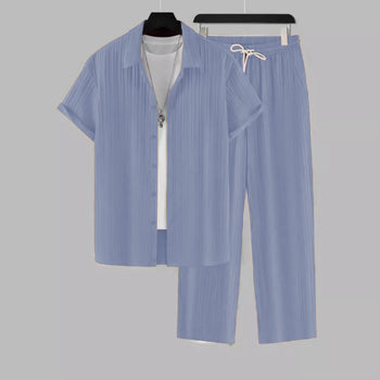 Men's Sky Blue Colour Premium Lining Structured Top Bottom Set