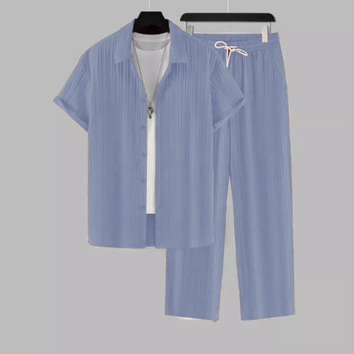Men's Sky Blue Colour Premium Lining Structured Top Bottom Set