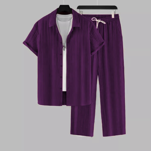Men's Wine Colour Premium Lining Structured Top Bottom Set