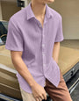 Energetic Violet Seersucker Half Sleeve Shirt