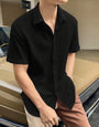 Pleasant Black Seersucker Half Sleeve Shirt