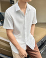 Milky White Seersucker Half Sleeve Shirt