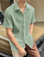 Mesmerizing Sage Green Seersucker Half Sleeve Shirt