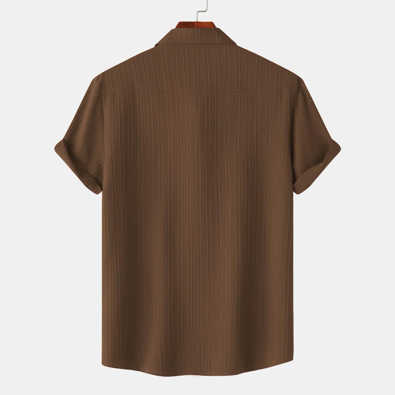 Brown Colour Premium Lining Structured Short Sleeve Shirt