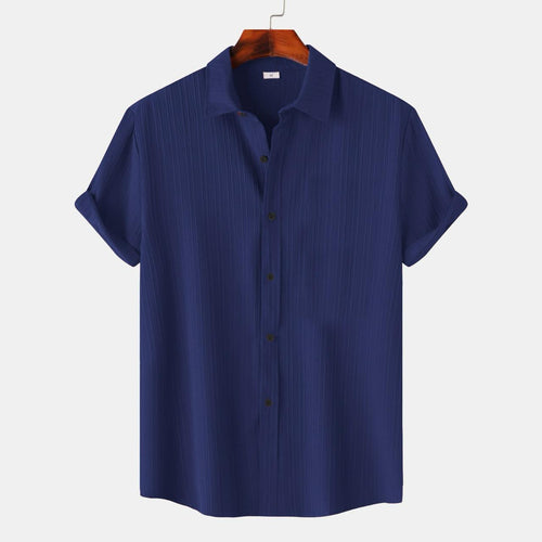 Dark Blue Colour Premium Lining Structured Short Sleeve Shirt