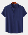 Dark Blue Colour Premium Lining Structured Short Sleeve Shirt