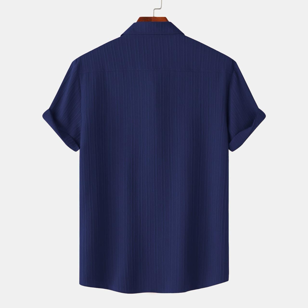 Dark Blue Colour Premium Lining Structured Short Sleeve Shirt