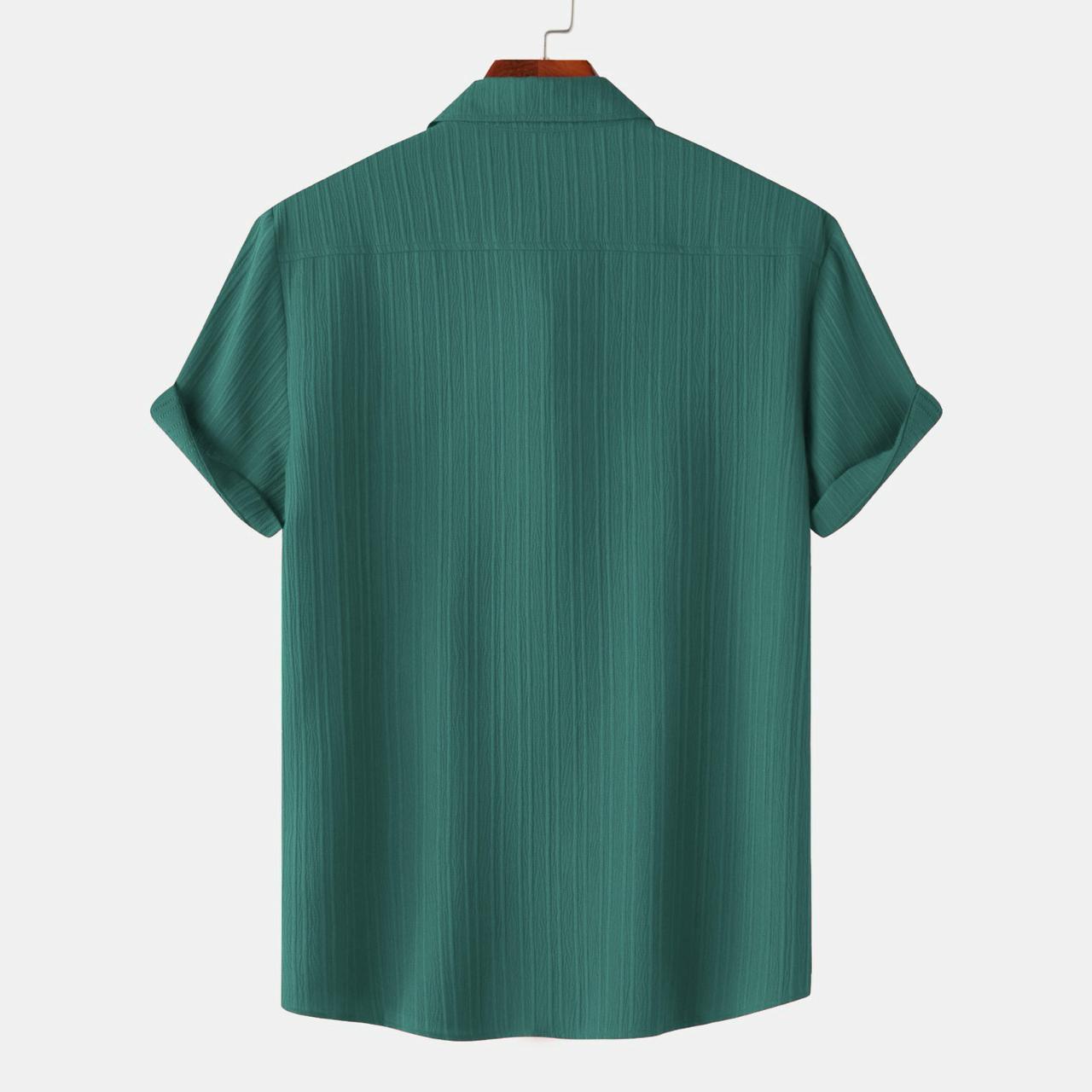 Green Colour Premium Lining Structured Short Sleeve Shirt