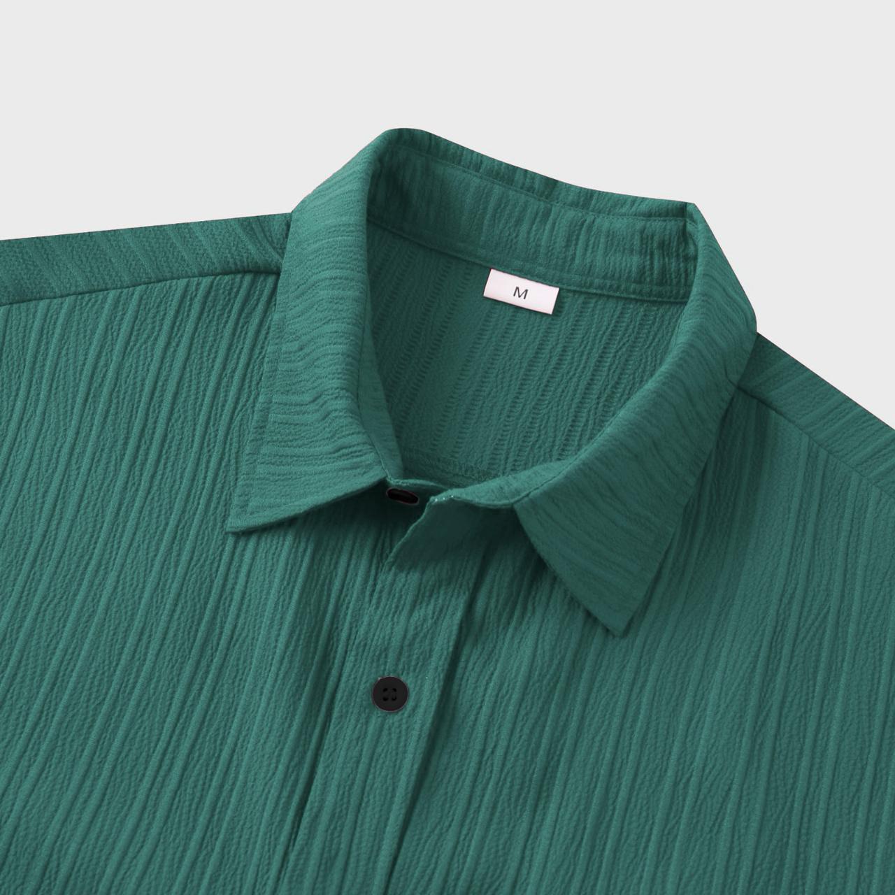 Green Colour Premium Lining Structured Short Sleeve Shirt