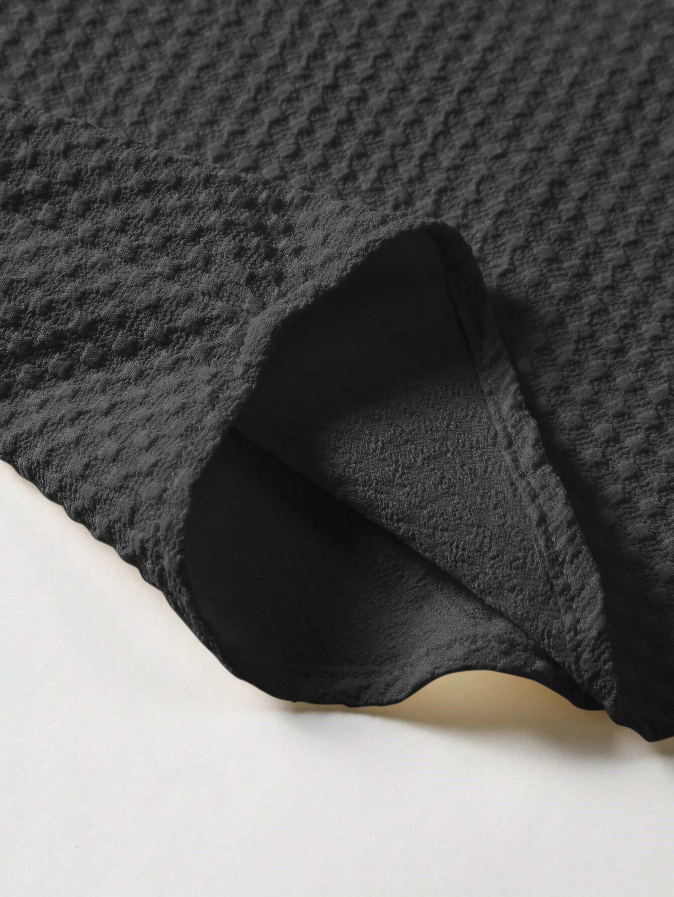 Classic Black Colour Premium Checked Textured Short Sleeve Shirt